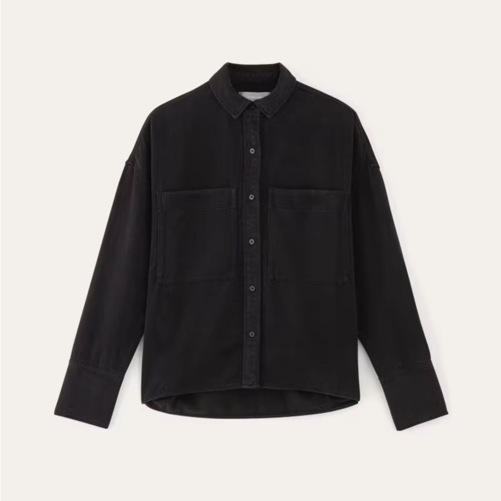 Everlane The Boxy Overshirt In Buttersoft Black NWT